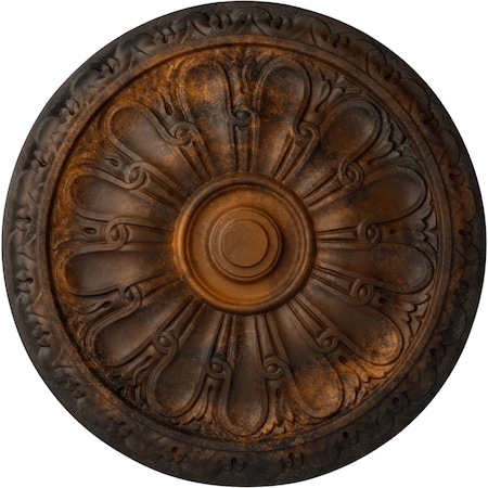 Ekena Millwork Kirke Ceiling Medallion (Fits Canopies up to 3 3/4"), Hand-Painted Rust, 15 3/4"OD x 5/8"P CM16KIRUS